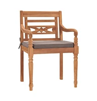 vidaXL Batavia Chairs 2 pcs with Dark Gray Cushions Solid Teak Wood