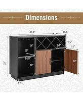 Industrial Sideboard Cabinet with Removable Wine Rack and Glass Holder