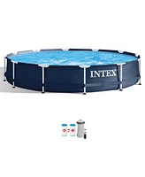 Intex Metal Frame 12' x 30" Round Above Ground Outdoor Swimming Pool with Pump