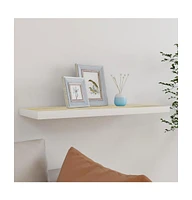 vidaXL Floating Wall Shelf Oak and White 31.5"x9.3"x1.5" Mdf