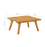 Patio Footstool with Cushion 23.6"x23.6"x11.4" Solid Acacia Wood