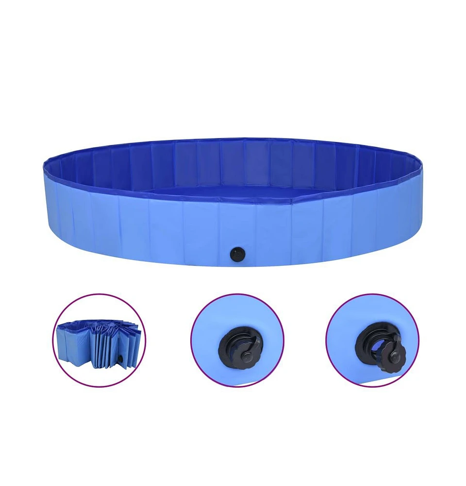 vidaXL Foldable Dog Swimming Pool Blue 78.7"x11.8" Pvc