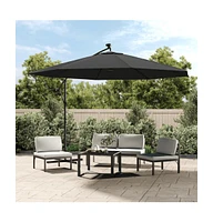 vidaXL Cantilever Umbrella with Led Lights and Metal Pole 137.8" Anthracite