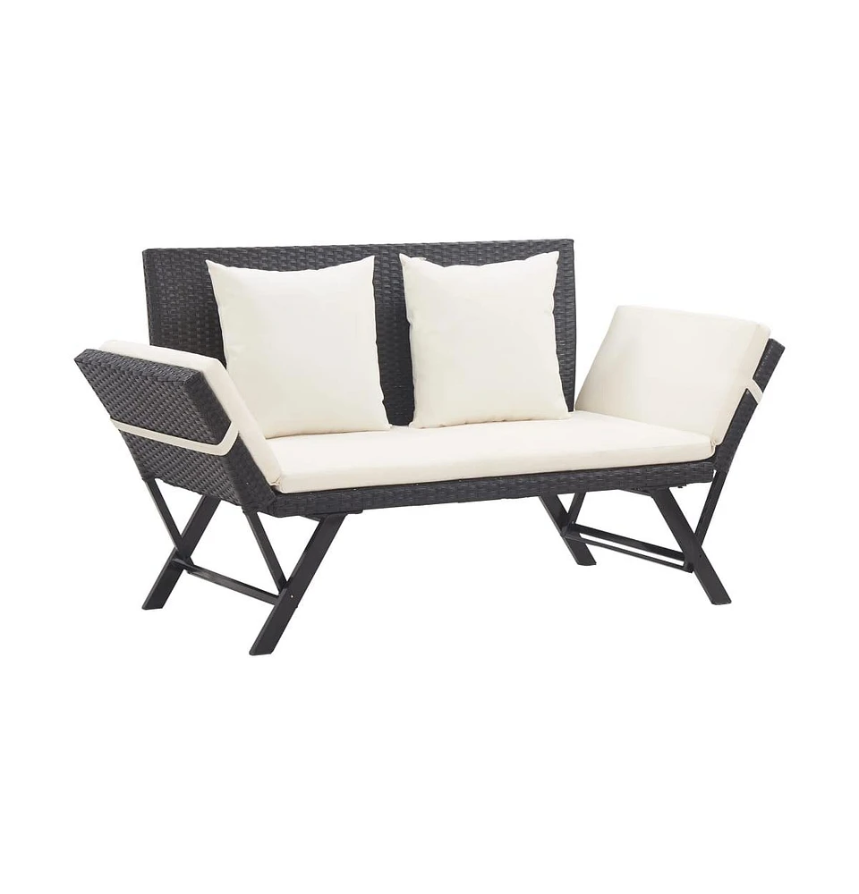 vidaXL Patio Bench with Cushions 69.3" Poly Rattan