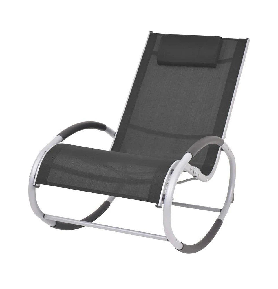 vidaXL Outdoor Rocking Chair Black Textilene