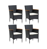 vidaXL Patio Dining Chairs 4 pcs Poly Rattan Black