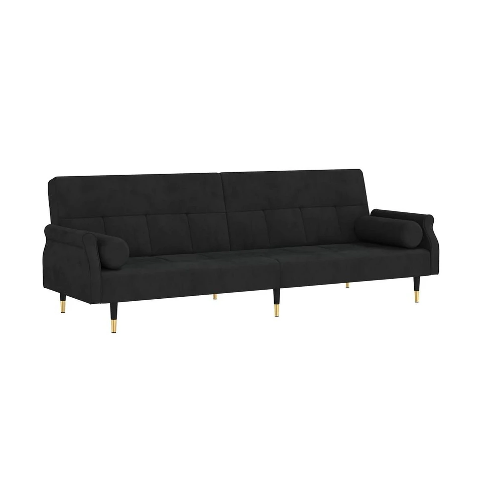 vidaXL Sofa Bed with Cushions Black Velvet