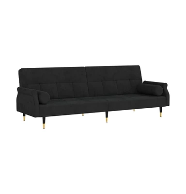 vidaXL Sofa Bed with Cushions Black Velvet