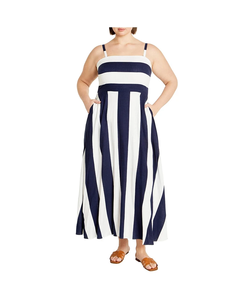 City Chic Plus Simone Stripe Maxi Dress