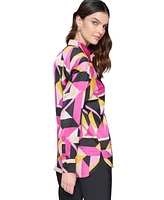 Karl Lagerfeld Paris Women's Oversized Printed Button-Down Top, Regular & Petite