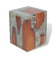 vidaXL Stool Solid Teak Wood and Resin