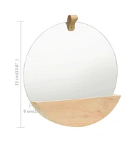 vidaXL Wall Mirror Solid Pinewood 13.8"