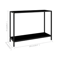 vidaXL Console Table Black 39.4"x13.8"x29.5" Tempered Glass