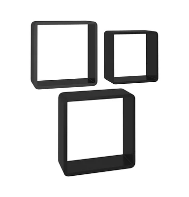 vidaXL Wall Cube Shelves 3 pcs Black Mdf