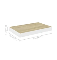 vidaXL Floating Wall Shelves 2 pcs Oak and White 19.7"x9.1"x1.5" Mdf