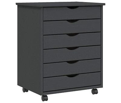 Rolling Cabinet with Drawers Moss Gray Solid Wood Pine