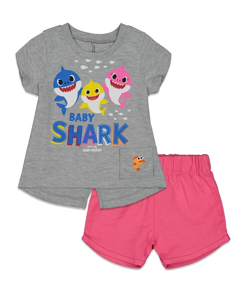 Pinkfong Baby Girls Baby Shark T-Shirt and Shorts Outfit Set to