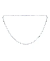 Bling Jewelry Solid Strong Medium Size Sterling Silver Flat 4mm Figaro Link Chain Necklace Inch