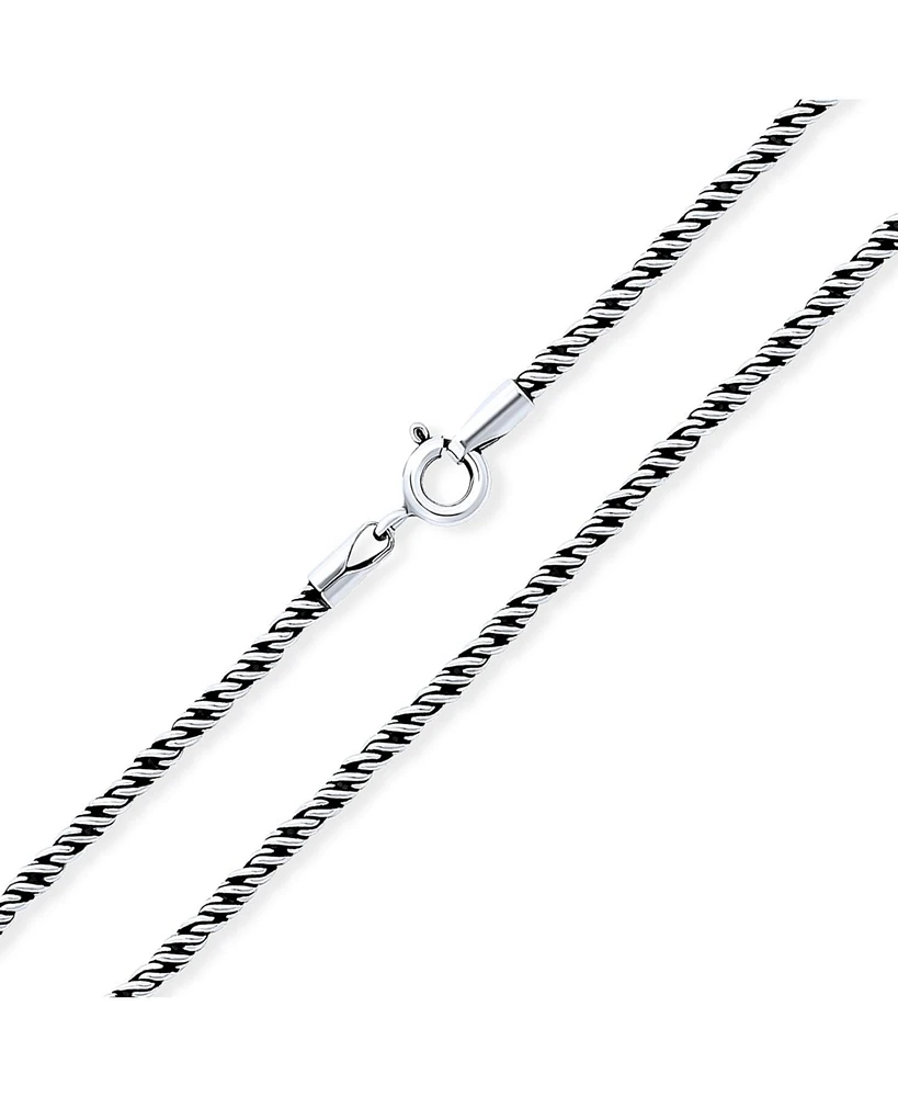 Bling Jewelry Oxidized Sterling Silver Bali Style Twist Cable Rope Chain Necklace 24 Inch