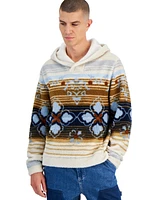 Sun + Stone Men's Tate Geo Stripe-Print Fleece Hoodie, Created for Macy's