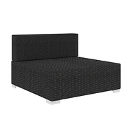 vidaXL Sectional Middle Seat with Cushions Poly Rattan Black