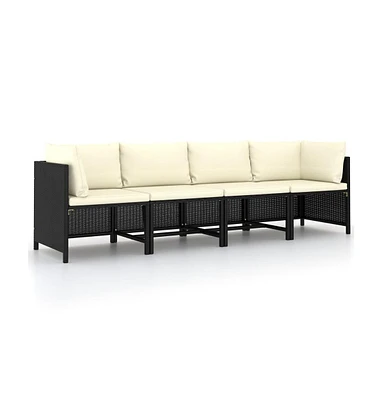 vidaXL -Seater Patio Sofa with Cushions Poly Rattan