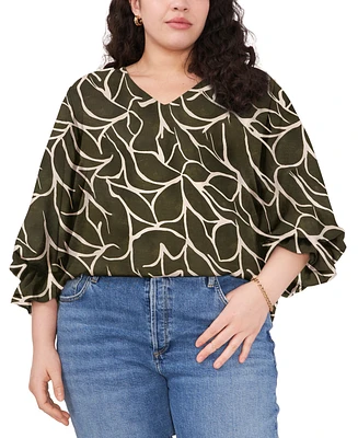 Vince Camuto Plus Size Printed 3/4-Sleeve Blouse, Created for Macy's