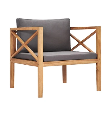 vidaXL Patio Chair with Cushions Solid Wood Teak