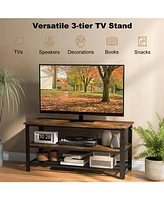 Sugift Industrial Tv Stand up to 50 Inches with Power Outlets and Usb Ports-Rustic Brown