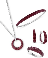 Effy Ruby (2-3/4 ct. t.w.) & Diamond Accent Circle 18" Pendant Necklace Sterling Silver (Also available Pink Sapphire Sapphire)