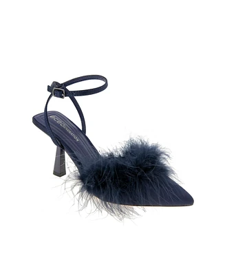 BCBGeneration Women's Iliana Ankle Strap Feather Detail Pumps