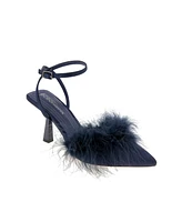 BCBGeneration Women's Iliana Ankle Strap Feather Detail Pumps