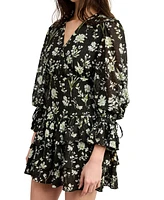 En Saison Women's Emory Printed Long-Sleeve Mini Dress