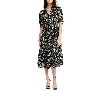 En Saison Women's Emory Printed Short-Sleeve Midi Dress