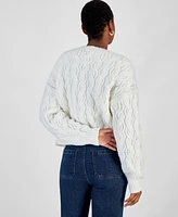 And Now This Women's Cable Knit Crewneck Sweater, Created for Macy's