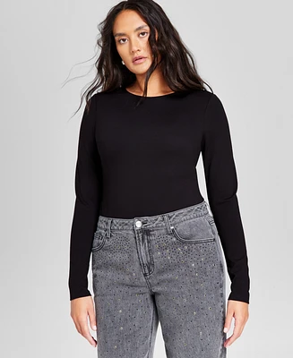 And Now This Women's Ponte Crewneck Long-Sleeve Bodysuit, Created for Macy's