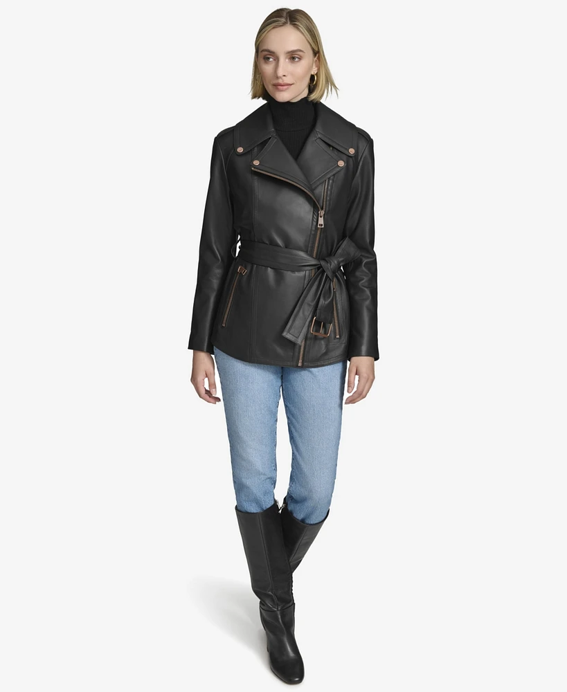 Andrew Marc Black Label Women's Delphine Belted Leather Jacket