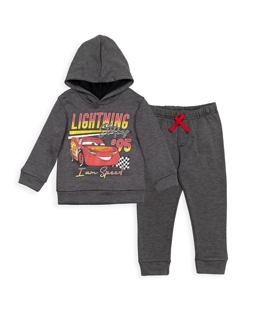 Disney Toddler Boys Pixar Cars Lightning McQueen Fleece Pullover Hoodie and Pants Outfit Set to