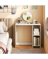 Skonyon 31.5 Inch Modern Home Office Desk with 2 Compartments-White