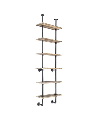 Sugift 6-Tier Industrial Wall Mounted Pipe Shelves