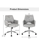 Skonyon Adjustable Hollow Mid Back Leisure Office Chair with Armrest-Gray