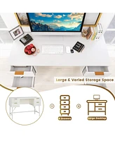 Skonyon 48 Inch Home Office Computer Desk with 4 Drawers-White