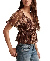 Lucky Brand Women's Floral-Mesh Date Night Top