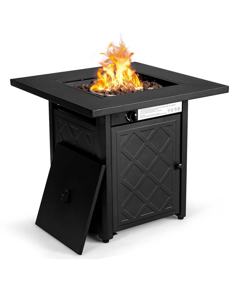 Inolait 28 Inch Propane 50 000 Btu Patio Square Gas Fireplace with Lava Rock-Black