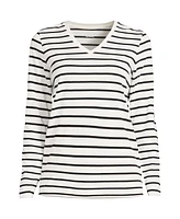 Lands' End Petite Relaxed Supima Cotton Long Sleeve V-Neck T-Shirt