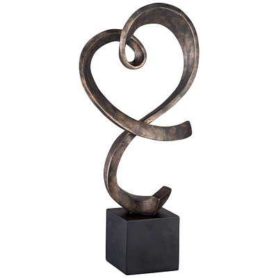 Studio 55D Swirling Heart 17 1/4" High Brushed Nickel Modern Sculpture