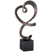 Studio 55D Swirling Heart 17 1/4" High Brushed Nickel Modern Sculpture