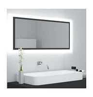 vidaXL Led Bathroom Mirror Gray 39.4"x3.3"x14.6" Acrylic