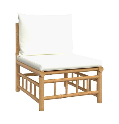 vidaXL Patio Middle Sofa with Cushions Bamboo