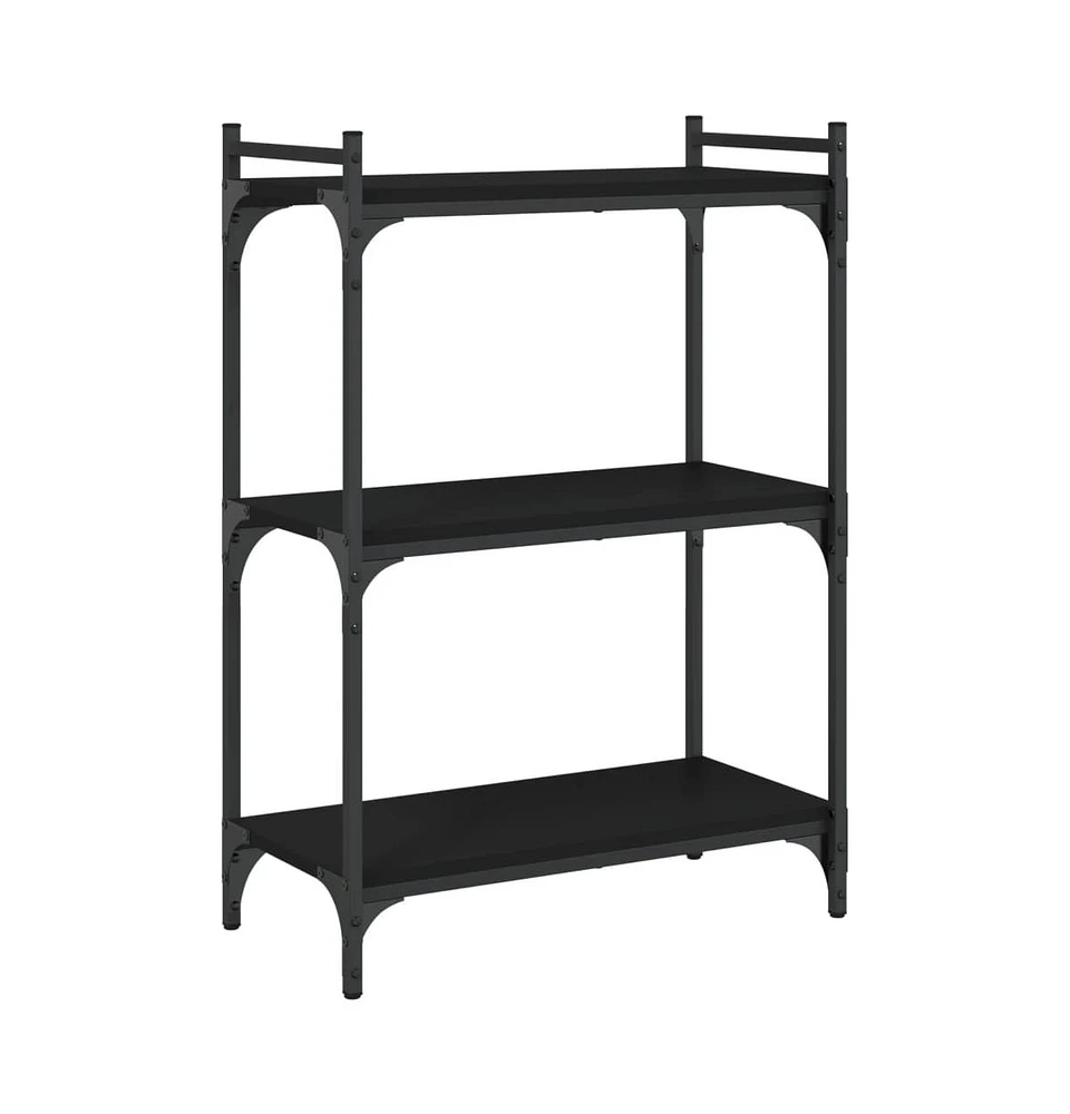 vidaXL Bookcase 3-Tier Black 23.6"x11.8"x33.9" Engineered Wood